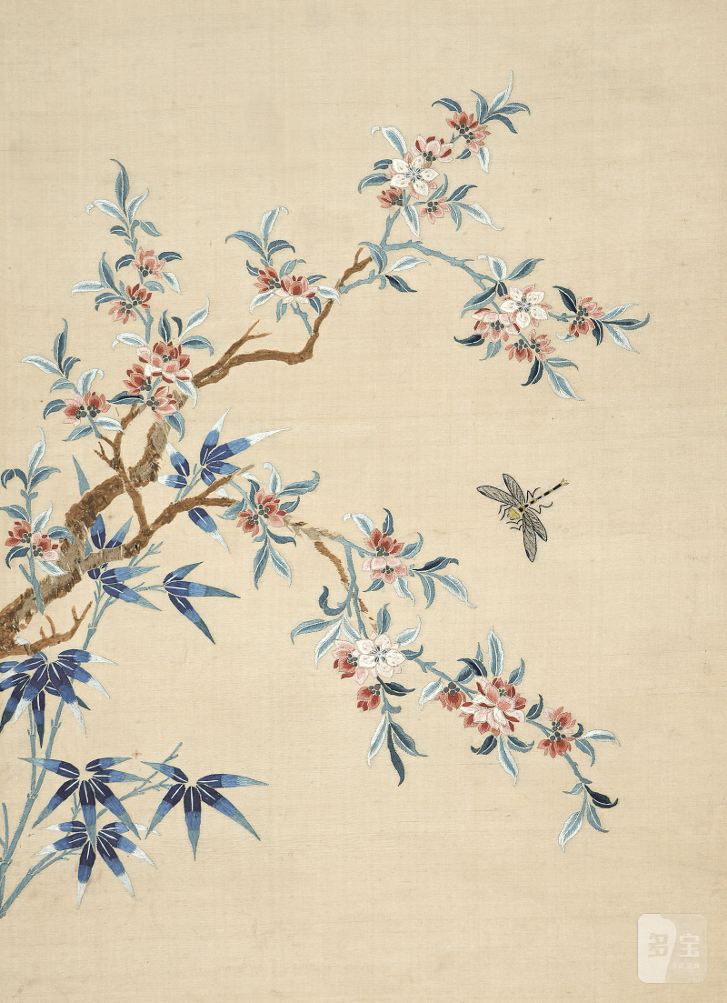 清乾隆苏绣四时花卉图一对 - 图2